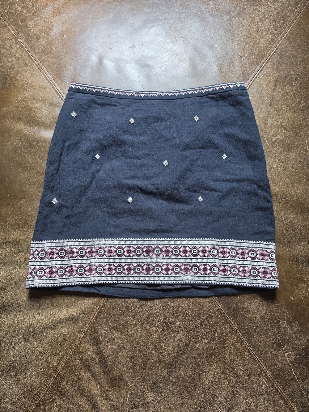 Madewell Black Cotton Gamine Mini Skirt Bohemian Border NWOT 2